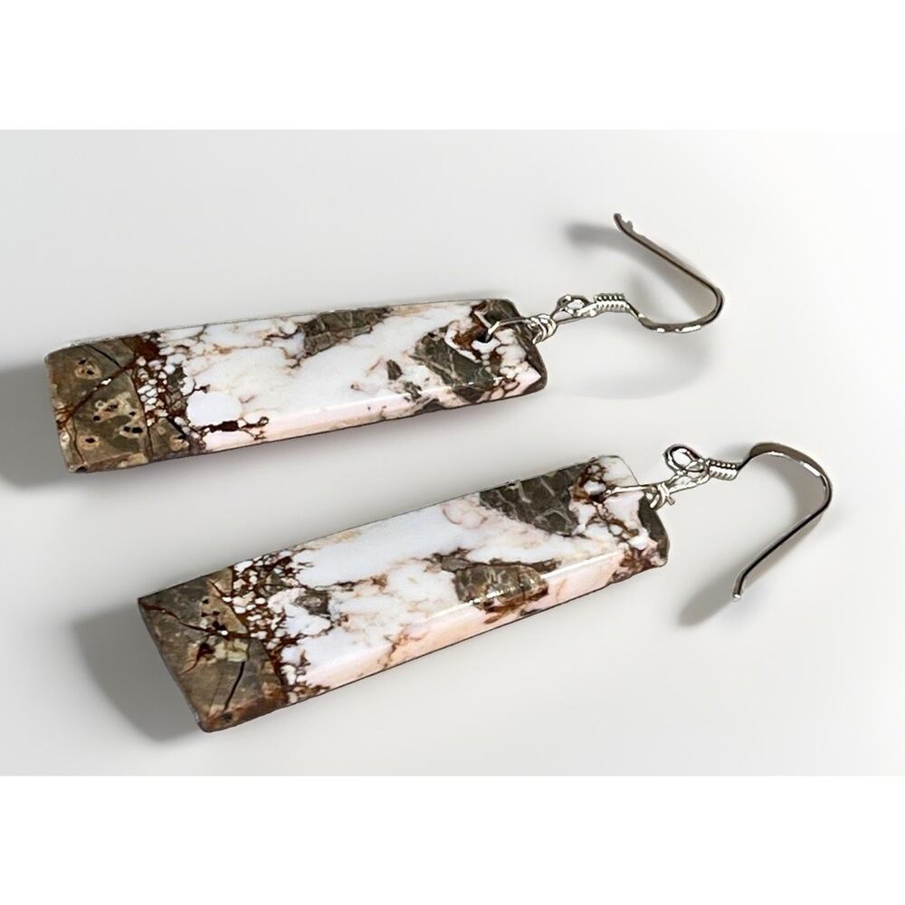 Navajo Wild Horse Turquoise and Sterling Silver Drop Dangle Earrings NEW - Picture 11 of 13